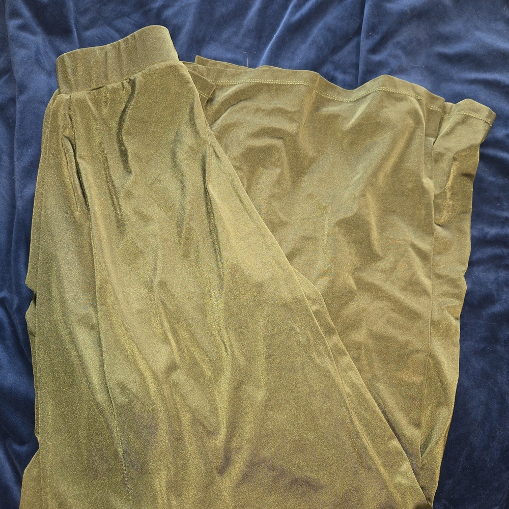 Olive Green Silky Palazzo Pants